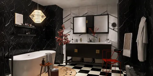 Red and black bathroom 