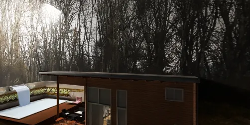 Tiny house with swimming pool.