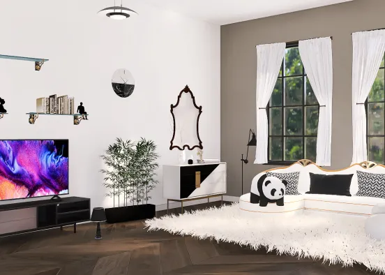 Panda themed livingroom Design Rendering