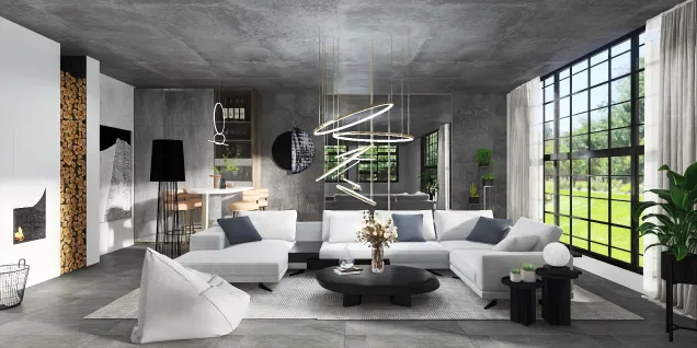 Cement interior design - living room 