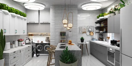 Modern kitchen with laundry area