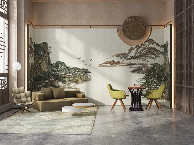 Aesthetic mountain living room 