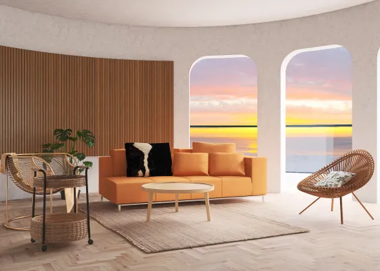 Sala de estar - praia Design Rendering