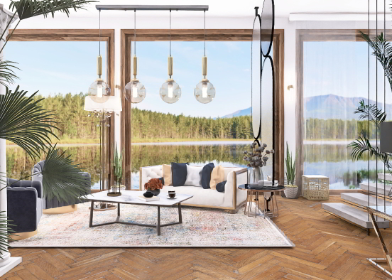 Lake living room Design Rendering