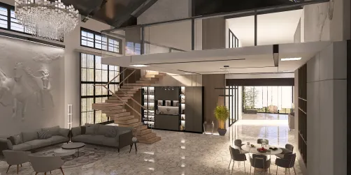 Mid-century duplex house interior