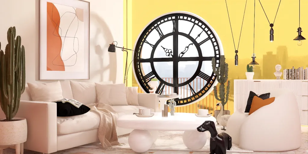 a large white clock sitting on top of a white wall 