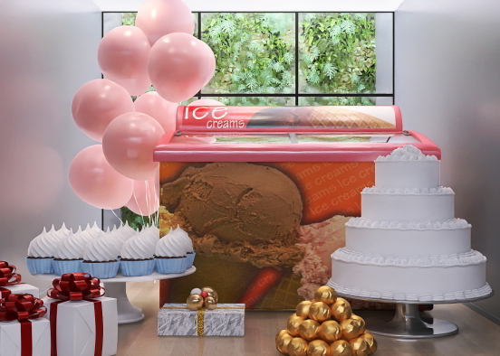Ice cream cake and birthday fun Design Rendering