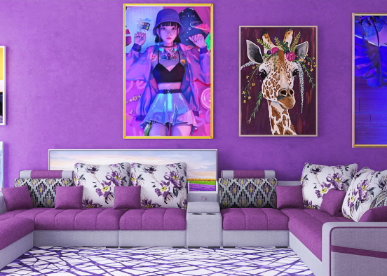here’s a purple living room ￼ Design Rendering