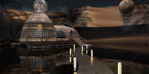 House in Front of the Desert