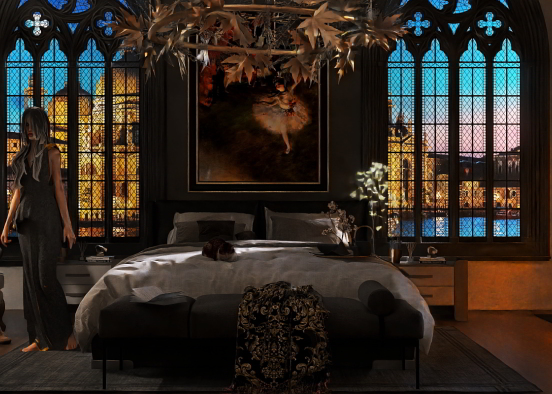Gothic style bedroom Design Rendering