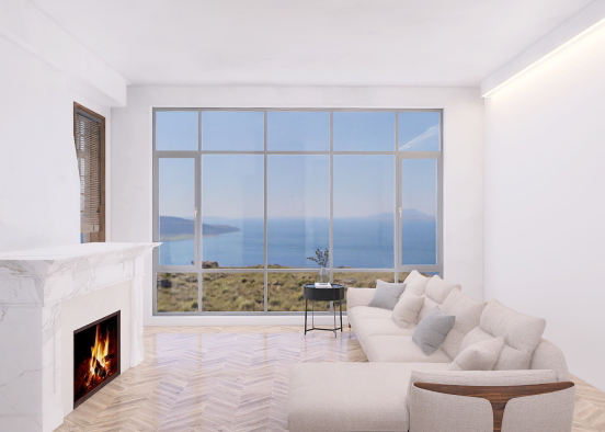 Cute Fireplace Living room Design Rendering