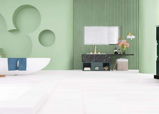 Green Bathroom Design Design Rendering