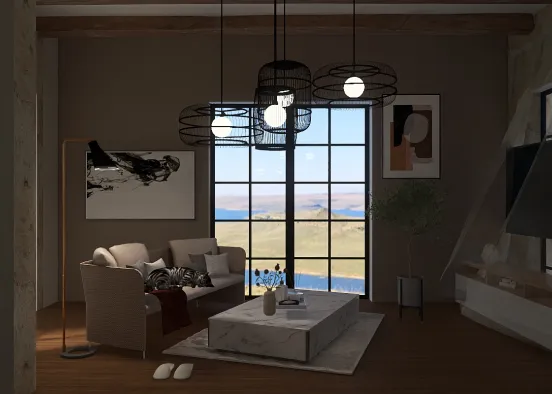 rustic living room Design Rendering
