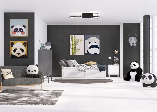 Panda Teen Bedroom Design Rendering