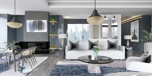 Grey blue slate stone home 