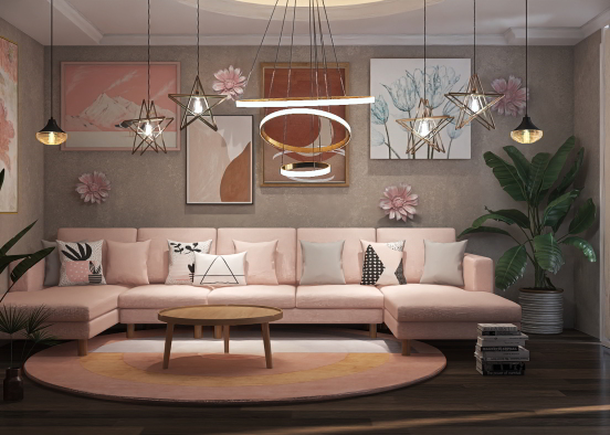 Pastel Living Room  Design Rendering
