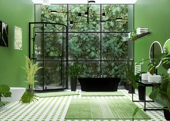 Green Wall Bathroom. Design Rendering