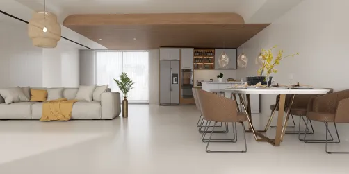 sala de estar e cozinha moderna