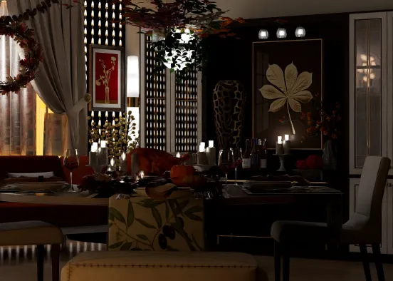 # Table for 4 - Cozy Thanksgiving Dinner Renderização de Design