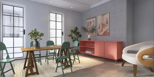 🍓green and pink dinning room🍓