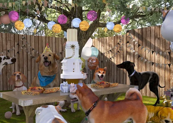 Bella's Birthday Puppy Party Design Rendering