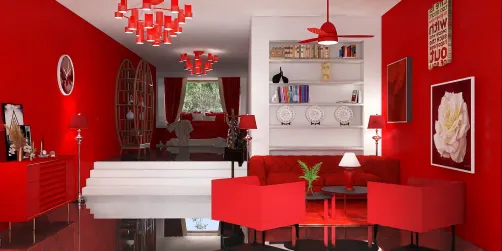 Sala color rojo.