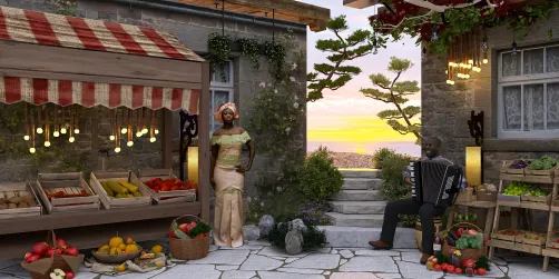 Market in African Village🍎🍈🍉🥝🍓🍋🍏🍒🍐🍅