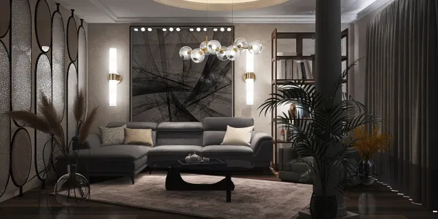 dark & grey theme living room