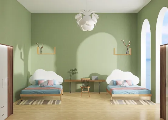 Bedroom for twins Design Rendering