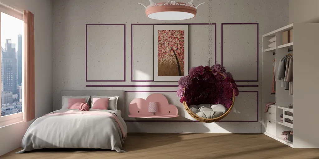 a bedroom with a bed, a dresser, and a mirror 