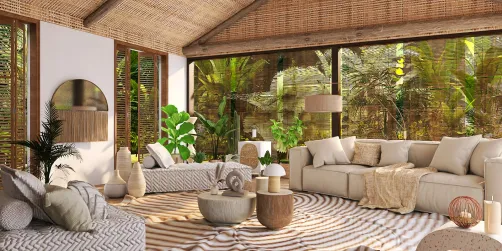Tropical living room for big company