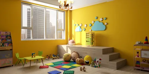 Pre-school room with a stage