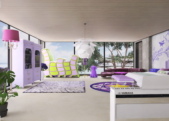 Purple Kids Room Design Rendering