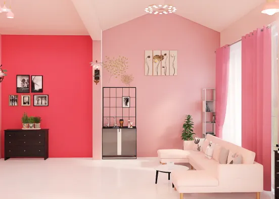 Pink theme Living room  Design Rendering