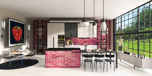 Red brick kitchen 