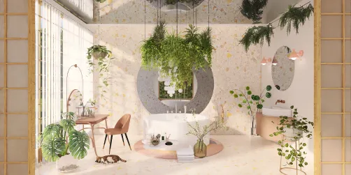 Bright and airy green zen bathroom 