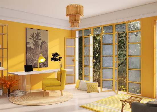 Yellow office with a view Design Rendering
