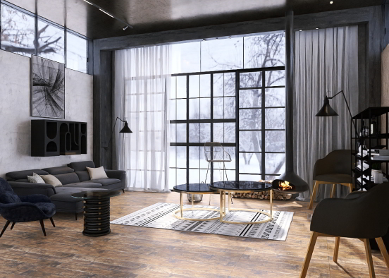 Wednesday Addams inspired living room Design Rendering