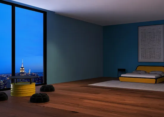 City bedroom  Design Rendering