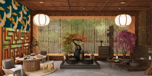 Relaxed Japanese inspired tea room 