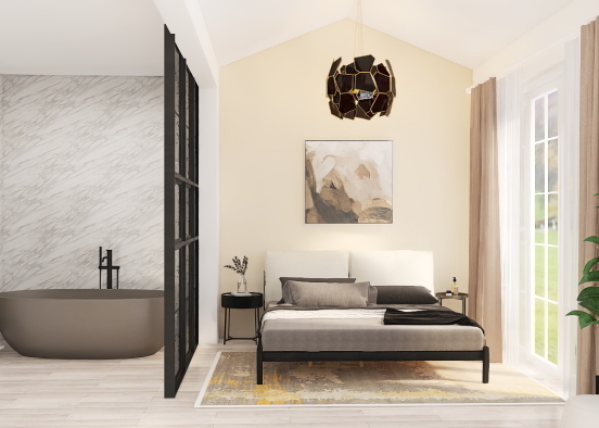 Modern master bedroom Design Rendering