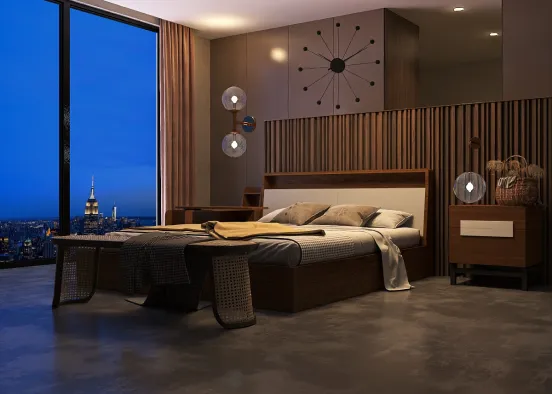 My Wooden Skyline Bedroom Design Rendering