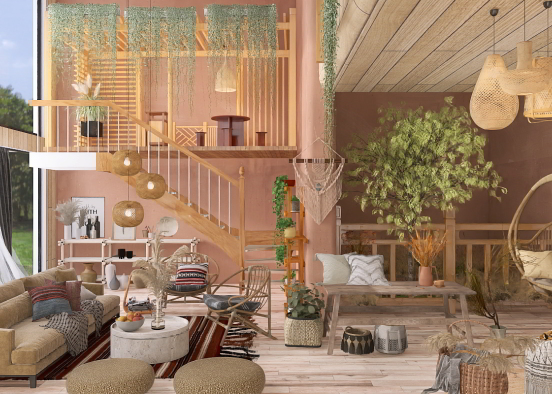 boho modern livingroom
 Design Rendering