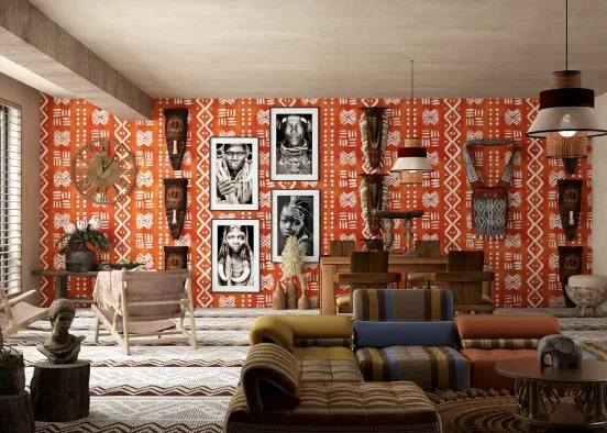 # African themed livingroom  Renderização de Design