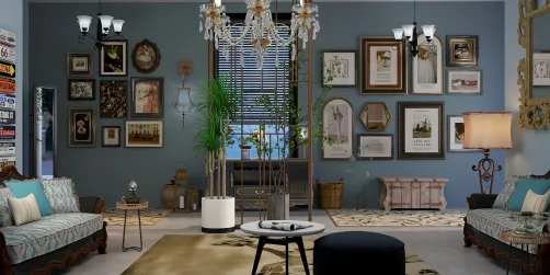 modern vintage small hallway lounge area