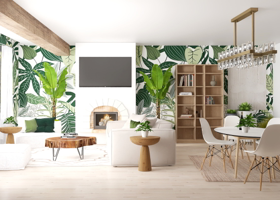 Tropical Living and Dining area Design Rendering