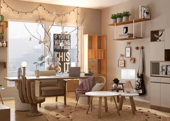 cozy home office Design Rendering