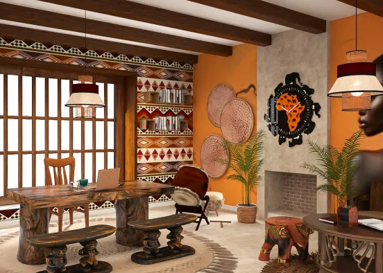 # African themed office  Renderização de Design