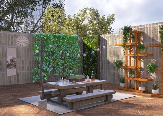 Garden design with picnic bench 🪴 Design Rendering