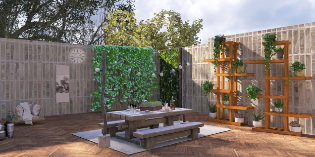 Garden design with picnic bench 🪴